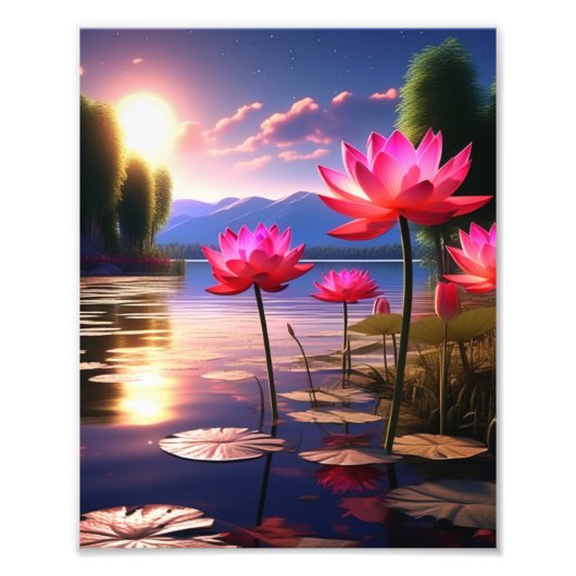 Een levendige viering van bloemen en bladeren foto afdruk (Voorkant)