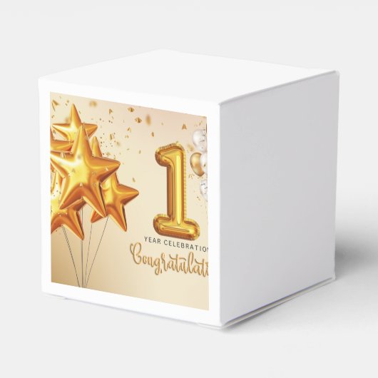 Een levendige viering van een jaar bedankdoosjes (Achterkant)