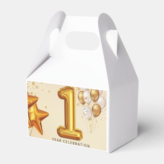 Een levendige viering van een jaar bedankdoosjes (Voorkant Zijde)