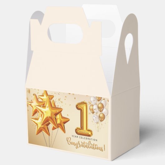 Een levendige viering van een jaar bedankdoosjes (Geopend)