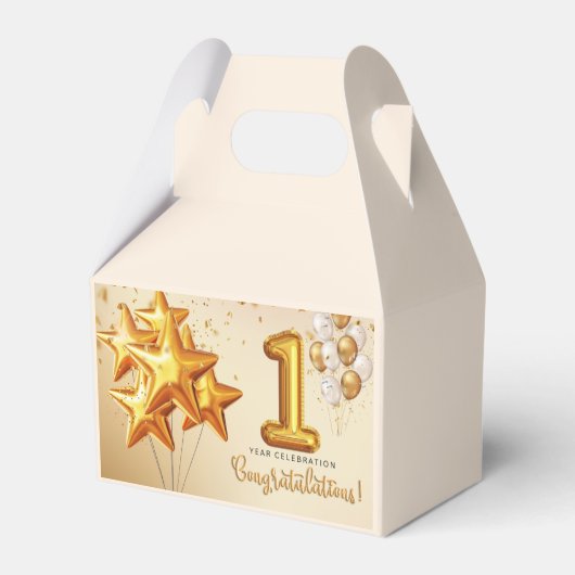 Een levendige viering van een jaar bedankdoosjes (Voorkant Zijde)