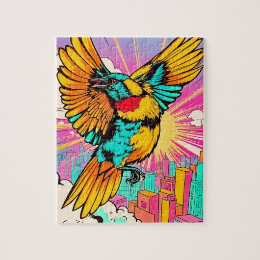 Een levendige vogel stijgt hoog legpuzzel (Verticaal)