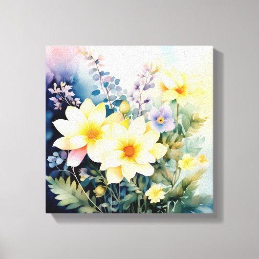 Een levendige Waterverf bloemstuk Canvas Afdruk (Voorkant)