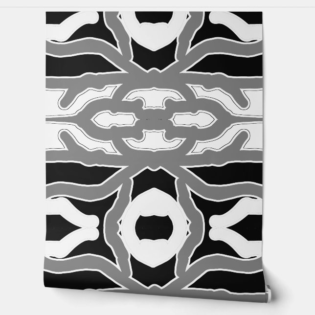 Een levendige witte & zwarte "Ratti_Creative_Arts" Behang (Afrollen)