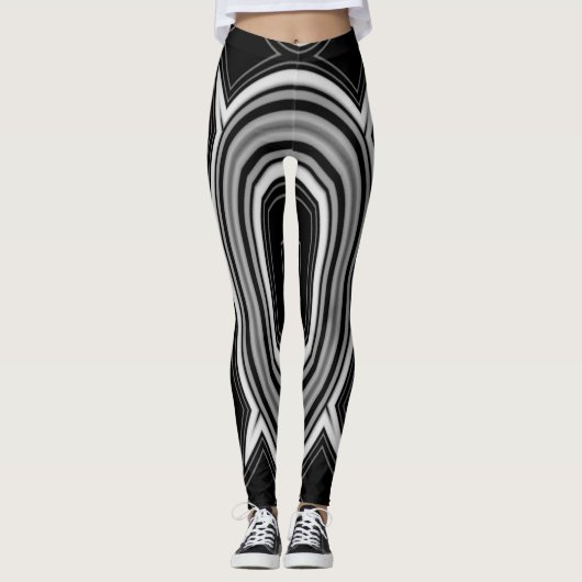 Een levendige zwart-wit "Ratti_Creative_Arts" Leggings (Voorkant)