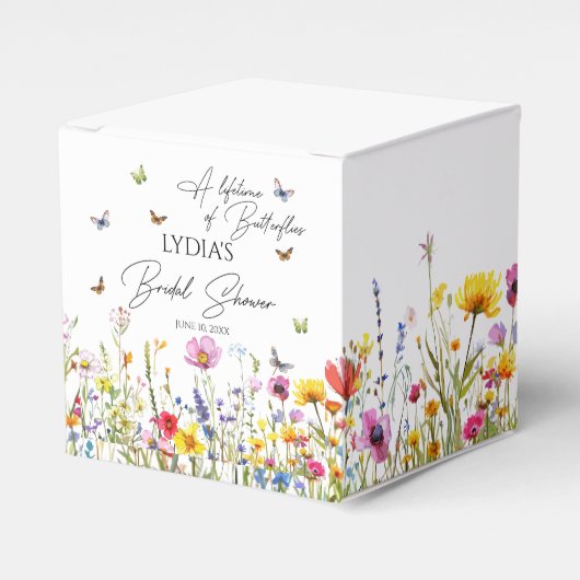 Een Levenslang Vlinders Bruidsfeest Wilde Bloemen Bedankdoosjes (Voorkant Zijde)