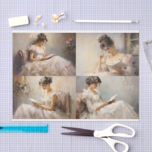 Een Lezende Meisje Collage 1 Decoupage Papier (Craft)