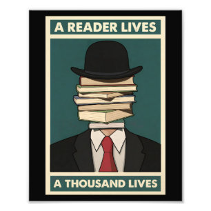 Een lezer leeft duizend levens Bibliophile wijshei Foto Afdruk