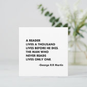 Een lezer leeft duizend levens voordat hij sterft, kaart (Staand voorkant)