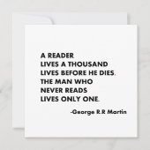 Een lezer leeft duizend levens voordat hij sterft, kaart (Voorkant)