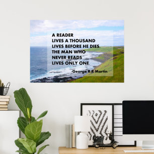 Een lezer leeft duizend levens voordat hij sterft. poster
