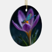 Een libel op een krokusbloem keramisch ornament (Rechts)