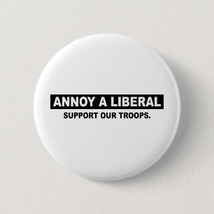 EEN LIBERAL. ONDERSTEUNING VAN ONZE TROEPEN RONDE BUTTON 5,7 CM