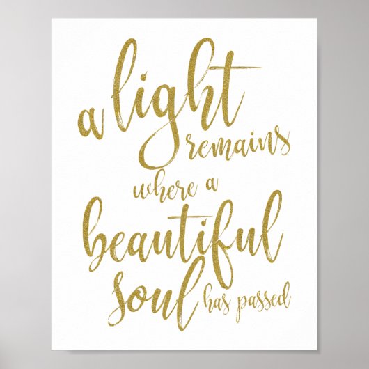 Een Licht Blijft Gouden Script Herdenkingstekst Poster (Voorkant)