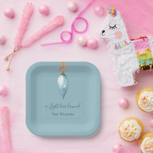 Een licht heeft de Waterverf Christelijk kerstmis  Papieren Bordje (Feest)