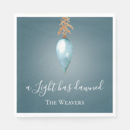 Een Licht Is Aangebroken | Blauwe Aquarel Kerstmis Servet