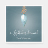 Een licht is aangebroken | Blue Waterverf Christma Servet (Voorkant)
