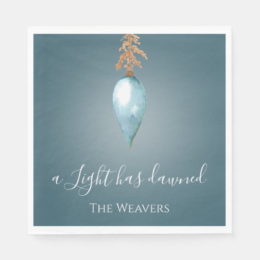 Een licht is aangebroken | Blue Waterverf Christma Servet (Voorkant)