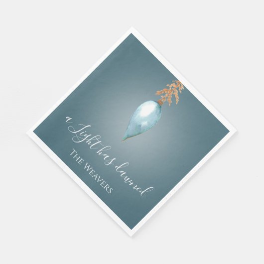 Een licht is aangebroken | Blue Waterverf Christma Servet (Hoek)