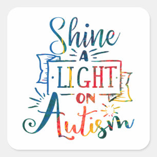 Een licht op Autisme Awareness Rainbow Vierkante Sticker