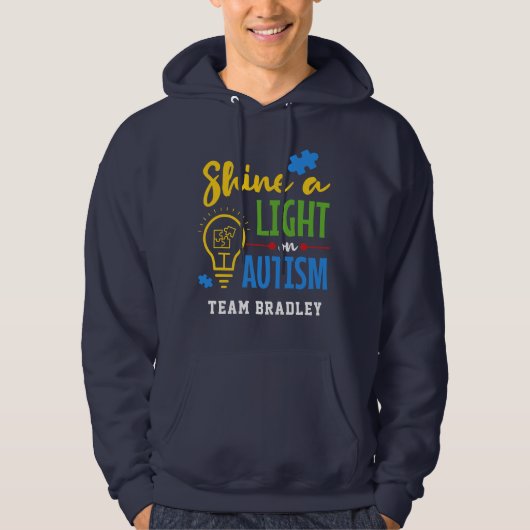 Een licht op persoonlijk team voor autisme schetse hoodie (Voorkant)