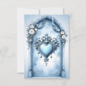 Een lichtblauwe boog met florale accenten, bedankkaart (Achterkant)