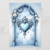 Een lichtblauwe boog met florale accenten, menu (Achterkant)