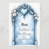 Een lichtblauwe boog met florale accenten, menu (Voorkant)
