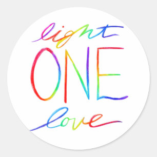 Eén lichte en liefdeswoorden Inspirerend woorden Z Ronde Sticker