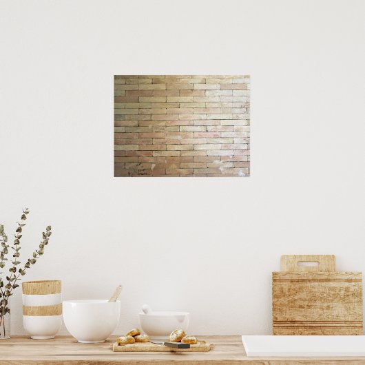Een lichtgekleurde brick-muur poster (Keuken)
