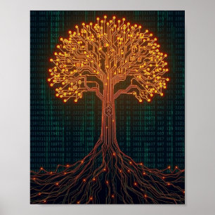 Een Lichtgevend Printplaat Boom Poster