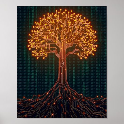 Een Lichtgevend Printplaat Boom Poster (Voorkant)