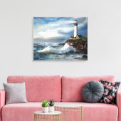 Een lichtpunt van hoop, vuurtoren van duiven canvas afdruk (Insitu (Woonkamer))