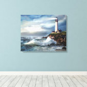 Een lichtpunt van hoop, vuurtoren van duiven canvas afdruk (Insitu (Houten vloer))