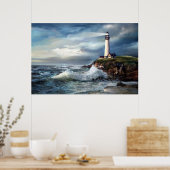 Een lichtpunt van hoop, vuurtoren van duiven poster (Keuken)