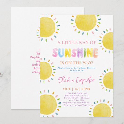 Een lichtstraal zonneschijn Baby shower Kaart (Voorkant / Achterkant)