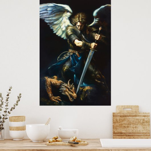 Een lied van staal en schaal | Angel vs Dragon Poster (Keuken)