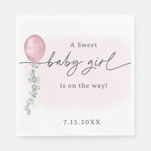 Een lief baby meisje Baby shower Servet (Voorkant)