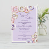 Een lief Baby Paarse Donuts Waterverf Baby shower Kaart (Staand voorkant)