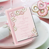 Een lief Baby roze Donuts Waterverf Baby shower Kaart