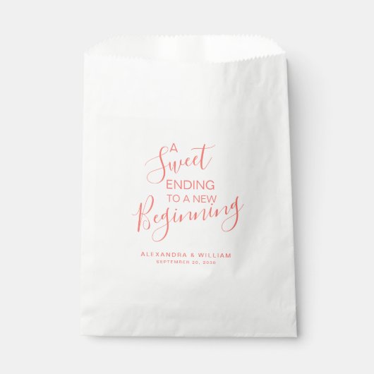 Een lief beginnend koraal bruiloft Snoep Bar Buffe Bedankzakje (Voorkant)