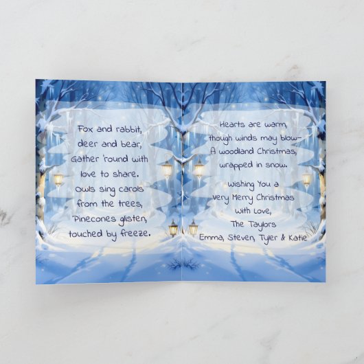 Een lief bos hert feestelijk kerstgedicht kaart (Binnen)