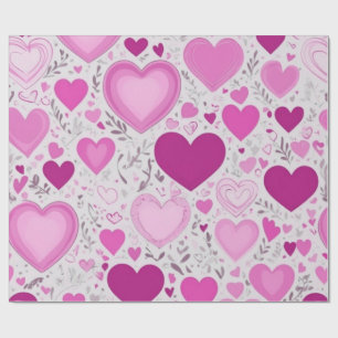 Een lief en charmant roze hartjes patroon cadeaupapier