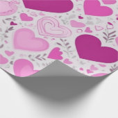 Een lief en charmant roze hartjes patroon cadeaupapier (Hoek)