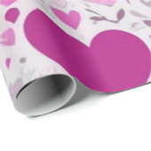 Een lief en charmant roze hartjes patroon cadeaupapier (Rol Hoek)