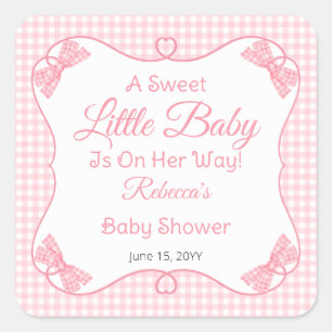 Een lief klein Baby roze strikken meisje Baby show Vierkante Sticker