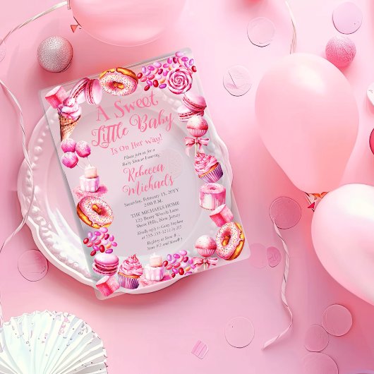 Een lief klein Baby Snoep Lijst meisje Baby shower Acryl Uitnodigingen