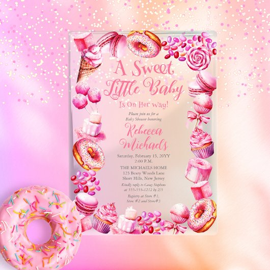 Een lief klein Baby Snoep Lijst meisje Baby shower Acryl Uitnodigingen