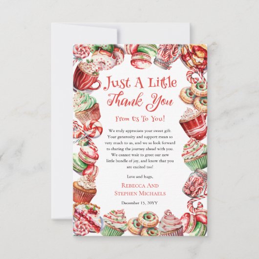 Een lief klein Baby Snoep Lijst meisje Baby shower Bedankkaart (Voorkant)