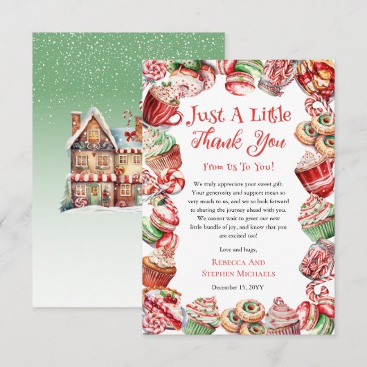 Een lief klein Baby Snoep Lijst meisje Baby shower Bedankkaart (Voorkant / Achterkant)